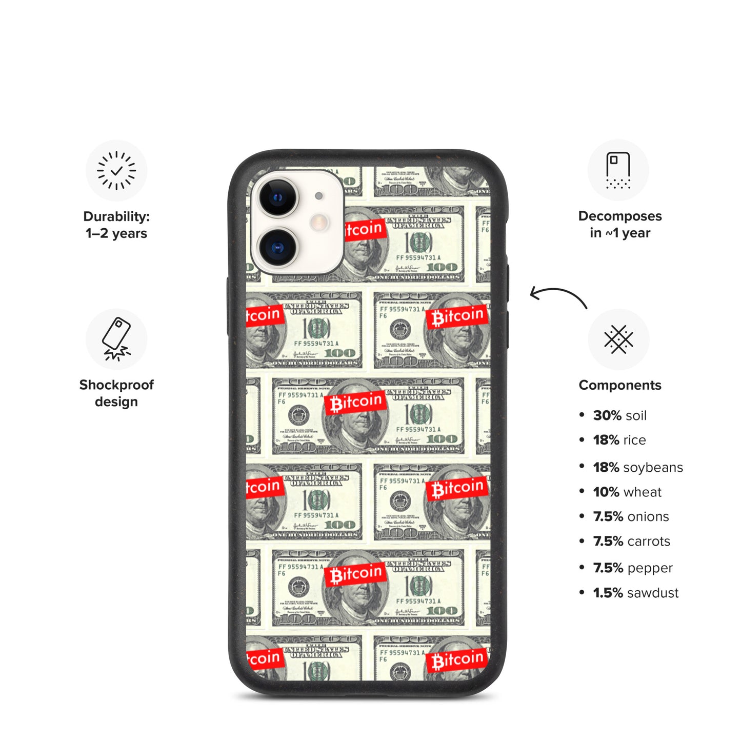 BITCOIN OVER DOLLAR iPhone Case - biologisch abbaubar