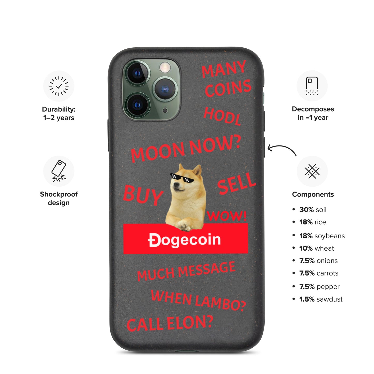 DOGECOIN CALL ELON iPhone Case - biologisch abbaubar
