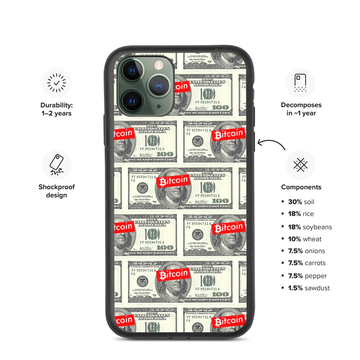 BITCOIN OVER DOLLAR iPhone Case - biologisch abbaubar