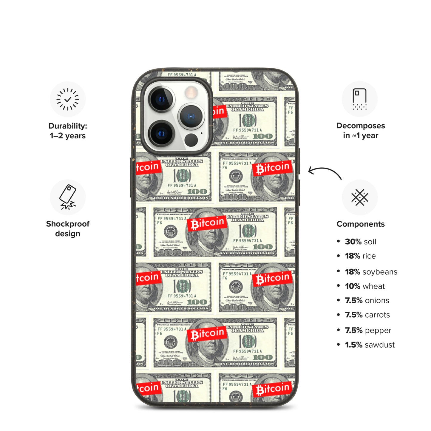 BITCOIN OVER DOLLAR iPhone Case - biologisch abbaubar