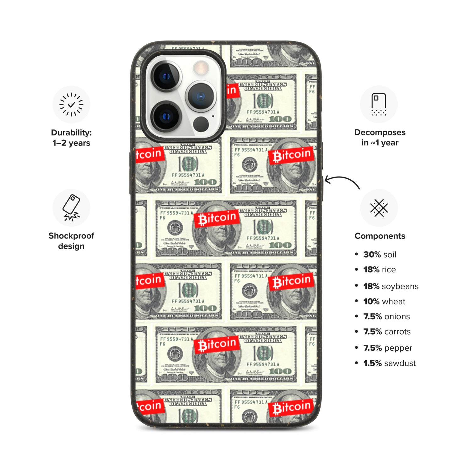 BITCOIN OVER DOLLAR iPhone Case - biologisch abbaubar