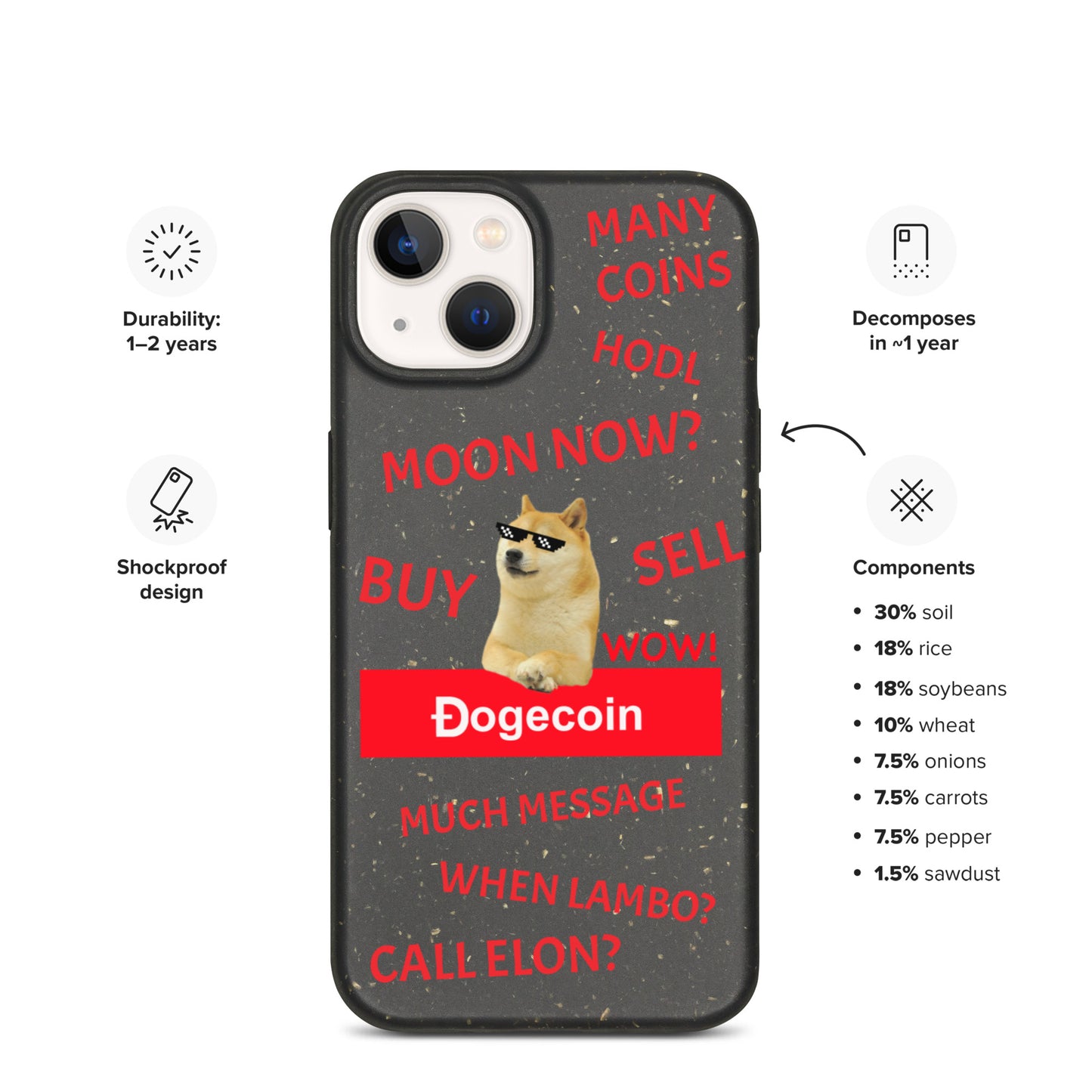 DOGECOIN CALL ELON iPhone Case - biologisch abbaubar