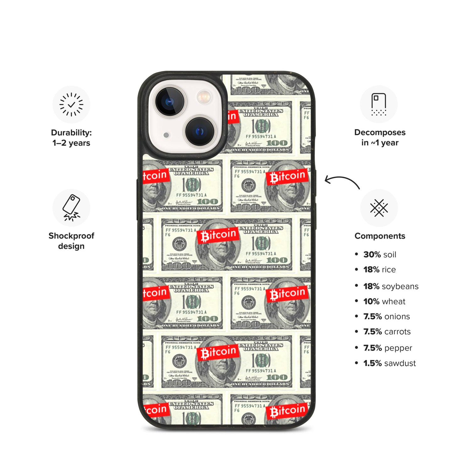 BITCOIN OVER DOLLAR iPhone Case - biologisch abbaubar