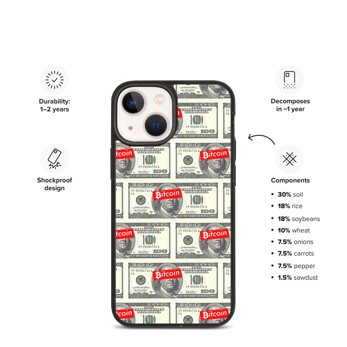 BITCOIN OVER DOLLAR iPhone Case - biologisch abbaubar