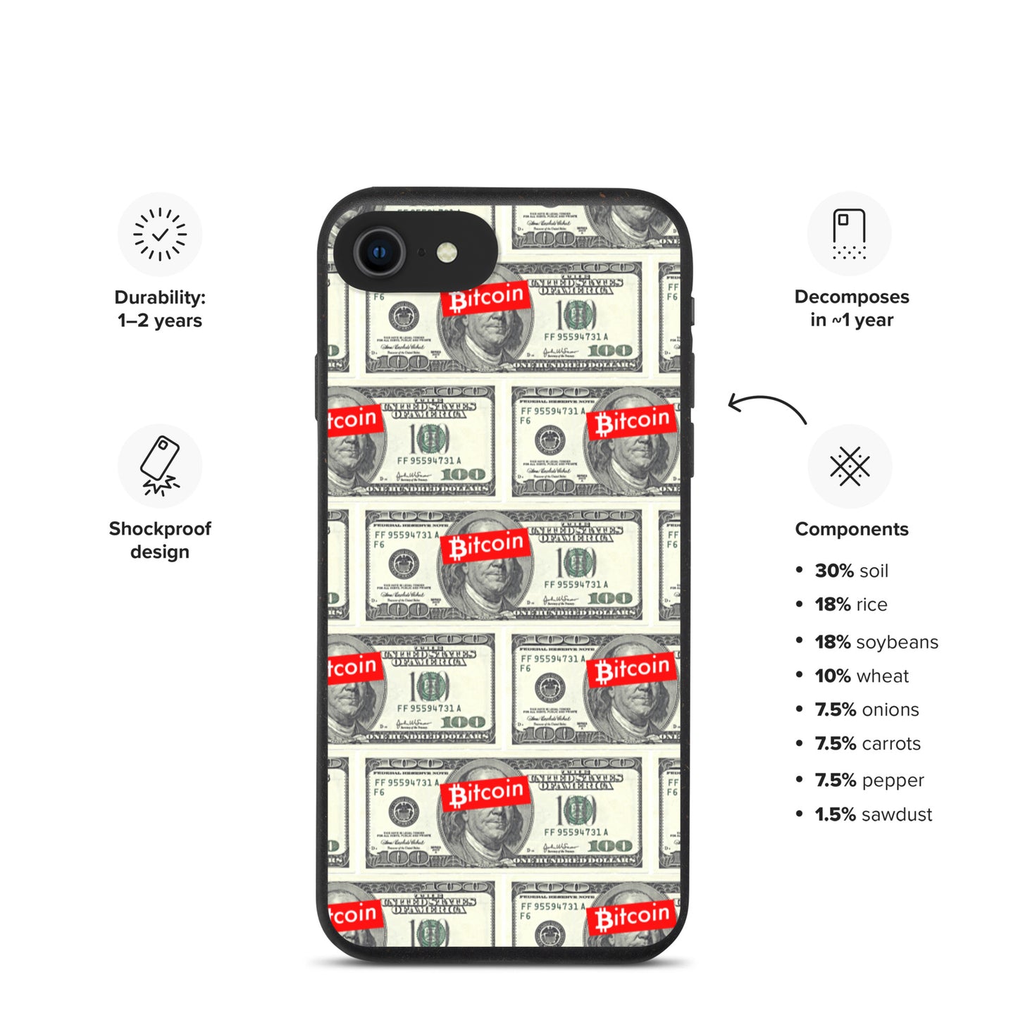 BITCOIN OVER DOLLAR iPhone Case - biologisch abbaubar