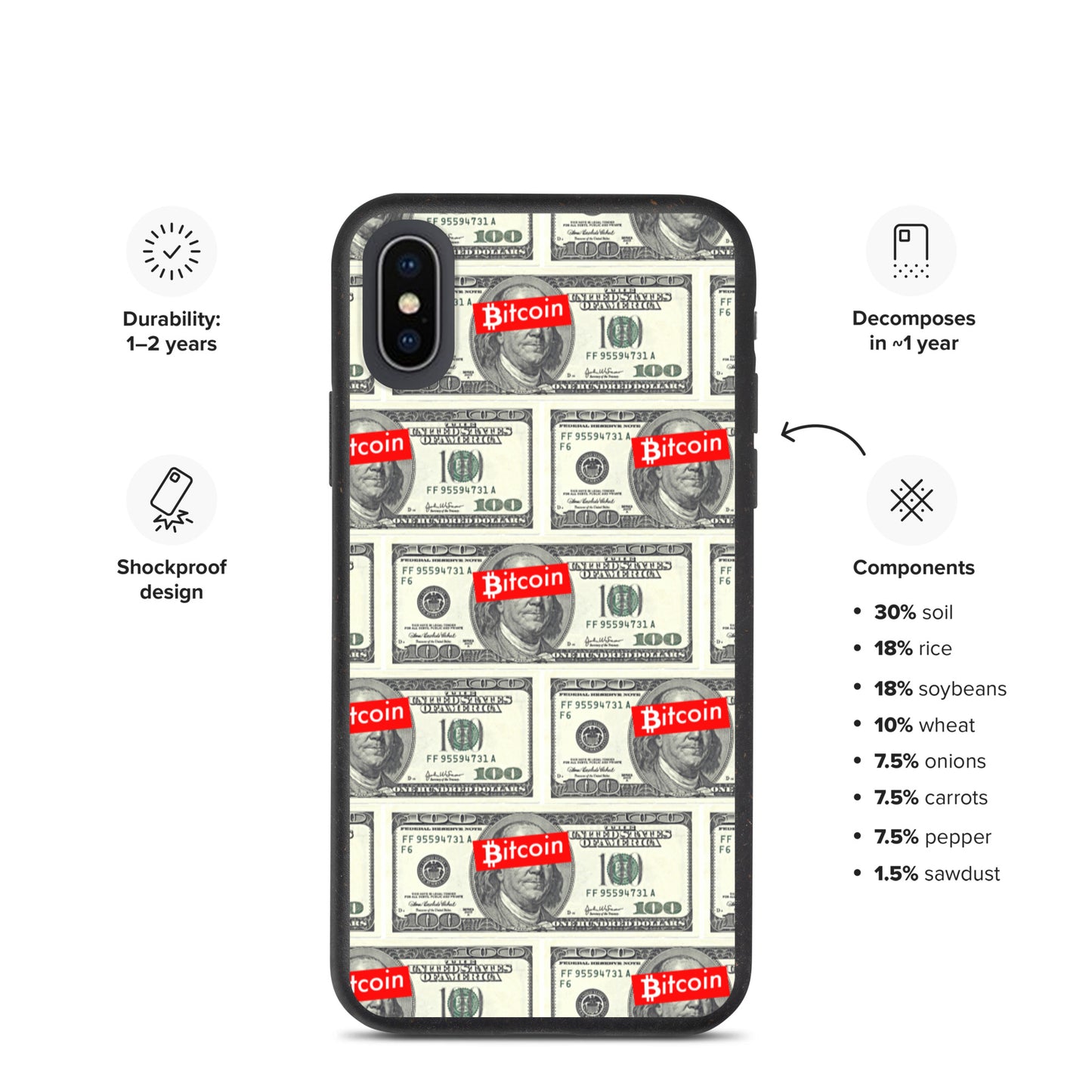 BITCOIN OVER DOLLAR iPhone Case - biologisch abbaubar