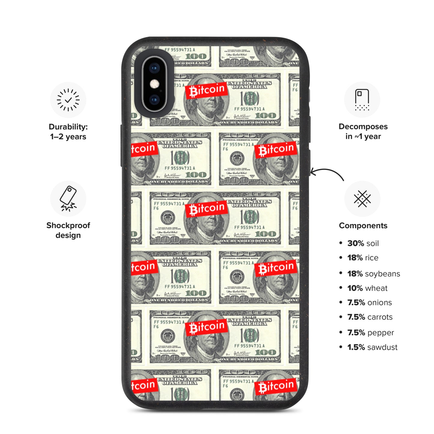 BITCOIN OVER DOLLAR iPhone Case - biologisch abbaubar