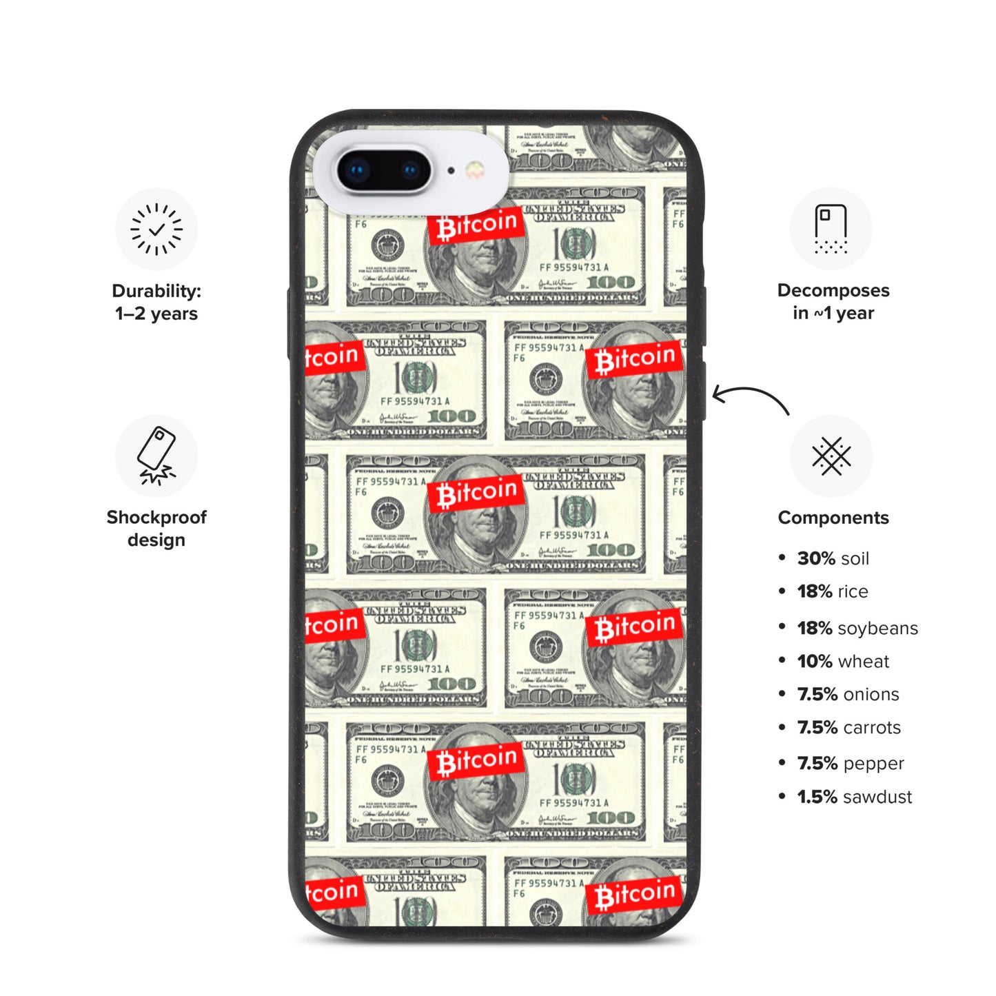BITCOIN OVER DOLLAR iPhone Case - biologisch abbaubar